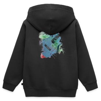 gitarren gitarre - Kinder Premium Organic Zip Hoodie - Schwarz - Hinten - AI Model Kid Male (0cm)