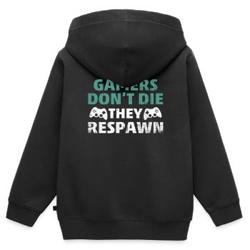 Joueuse - Sweat Premium à capuche zippé enfant bio - noir - Dos - AI Model Kid Male (0cm)