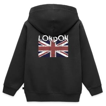 Londres - Sweat Premium à capuche zippé enfant bio - noir - Dos - AI Model Kid Male (0cm)