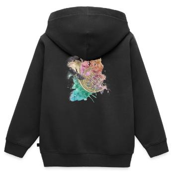 Horn - Kinder Premium Organic Zip Hoodie - Schwarz - Hinten - AI Model Kid Male (0cm)