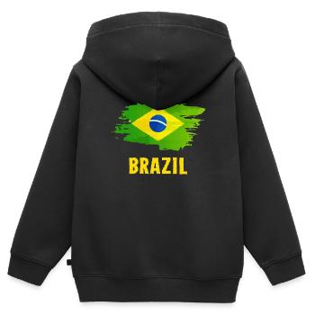 Brésil - Sweat Premium à capuche zippé enfant bio - noir - Dos - AI Model Kid Male (0cm)