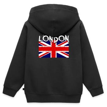 london - Kinder Premium Organic Zip Hoodie - Schwarz - Hinten - AI Model Kid Male (0cm)