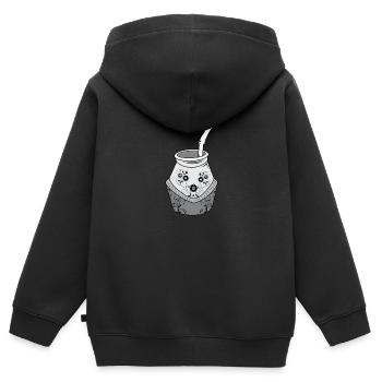 Compagnon fleuri - Sweat Premium à capuche zippé enfant bio - noir - Dos - AI Model Kid Male (0cm)
