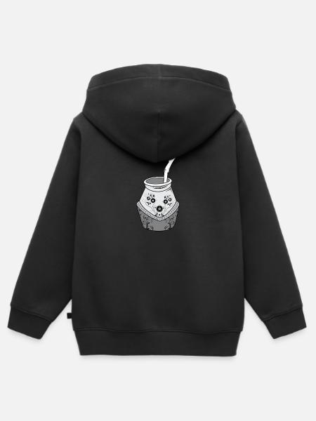 Flowerful Mate - Kinder Premium Organic Zip Hoodie - Schwarz