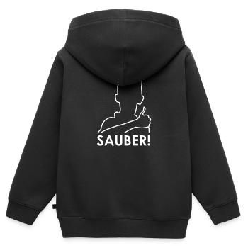 Sauber Meme shirt - Kinder Premium Organic Zip Hoodie - Schwarz - Hinten - AI Model Kid Male (0cm)