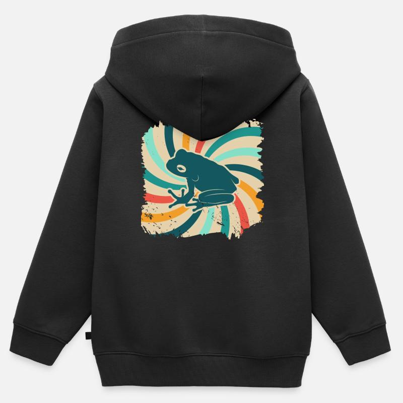 grenouille - Sweat Premium à capuche zippé enfant bio - noir
