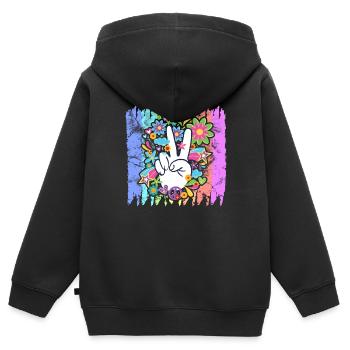 Hippie Peace Regenbogen | Hippies 60er Geschenke - Kinder Premium Organic Zip Hoodie - Schwarz - Hinten - AI Model Kid Male (0cm)