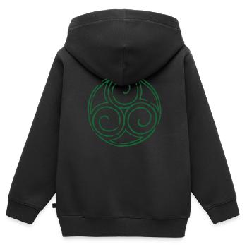 Keltisches Symbol Triskele Spirale grün - Kinder Premium Organic Zip Hoodie - Schwarz - Hinten - AI Model Kid Male (0cm)