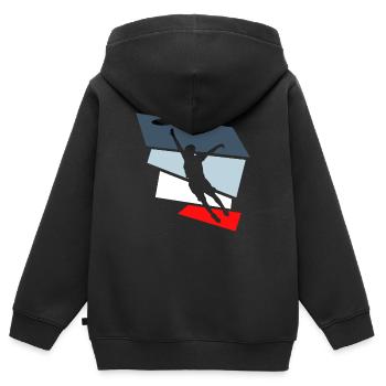 frisbee ultimate frisbee - Kinder Premium Organic Zip Hoodie - Schwarz - Hinten - AI Model Kid Male (0cm)