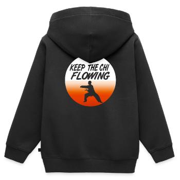 Tai Chi - Sweat Premium à capuche zippé enfant bio - noir - Dos - AI Model Kid Male (0cm)
