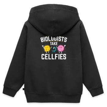 Biologistes | Idées cadeaux biologiste biologiste - Sweat Premium à capuche zippé enfant bio - noir - Dos - AI Model Kid Male (0cm)