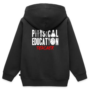 physical education teacher - Kids Premium Organic Zip-up Hoodie - black - Back - AI Model Kid Male (0cm)