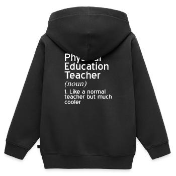 physical education teacher - Kids Premium Organic Zip-up Hoodie - black - Back - AI Model Kid Male (0cm)
