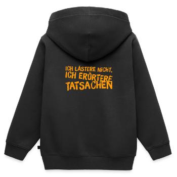 ich lästere nicht - Kinder Premium Organic Zip Hoodie - Schwarz - Hinten - AI Model Kid Male (0cm)