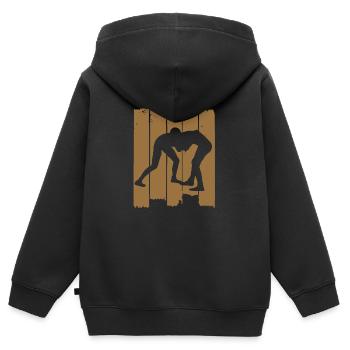 ringen - Kinder Premium Organic Zip Hoodie - Schwarz - Hinten - AI Model Kid Male (0cm)
