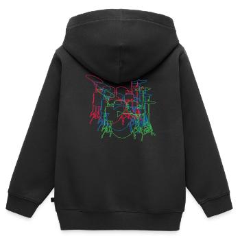 Trommel - Kinder Premium Organic Zip Hoodie - Schwarz - Hinten - AI Model Kid Male (0cm)