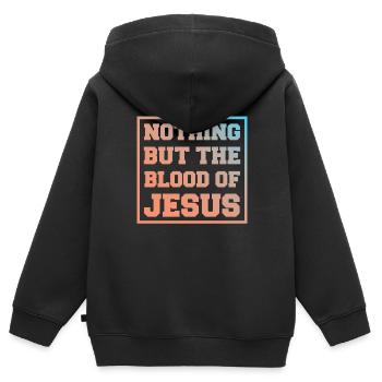 Jesus Christus Shirt - Kinder Premium Organic Zip Hoodie - Schwarz - Hinten - AI Model Kid Male (0cm)