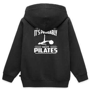 Exercice de Pilates - Sweat Premium à capuche zippé enfant bio - noir - Dos - AI Model Kid Male (0cm)