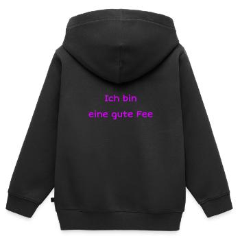 Gute Fee - Kinder Premium Organic Zip Hoodie - Schwarz - Hinten - AI Model Kid Male (0cm)