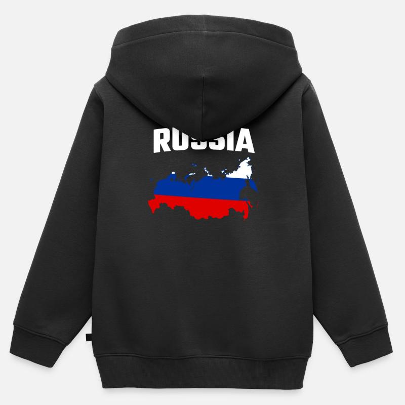 RUSSIA - Felpa Premium con cappuccio con zip bambino bio - nero