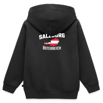 Salzburg Österreich - Kinder Premium Organic Zip Hoodie - Schwarz - Hinten - AI Model Kid Male (0cm)
