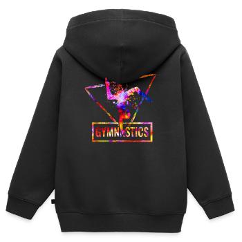 Turnen - Kinder Premium Organic Zip Hoodie - Schwarz - Hinten - AI Model Kid Male (0cm)
