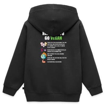 Vegan Veganer Veganerin Erderwärmung Tierliebe - Kinder Premium Organic Zip Hoodie - Schwarz - Hinten - AI Model Kid Male (0cm)