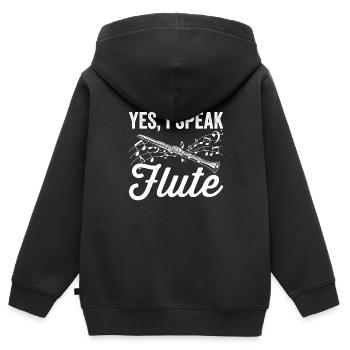 Joueur de flûte | Flute Flute Flutes Cadeaux - Sweat Premium à capuche zippé enfant bio - noir - Dos - AI Model Kid Male (0cm)