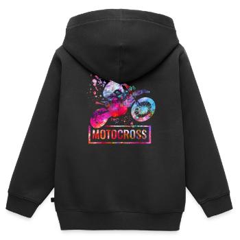 motocross - Kids Premium Organic Zip-up Hoodie - black - Back - AI Model Kid Male (0cm)