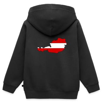 Österreich Landkarte mit Flagge - Kinder Premium Organic Zip Hoodie - Schwarz - Hinten - AI Model Kid Male (0cm)