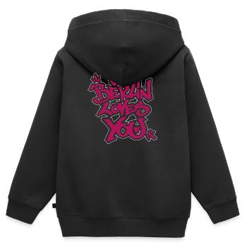 Berlin vous aime - Amour et paix - Chemise - Sweat Premium à capuche zippé enfant bio - noir - Dos - AI Model Kid Male (0cm)