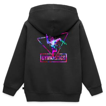 Turnen - Kinder Premium Organic Zip Hoodie - Schwarz - Hinten - AI Model Kid Male (0cm)