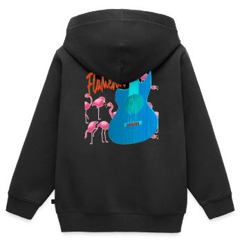 Flamenco Guitar Flamingos - Kinder Premium Organic Zip Hoodie - Schwarz - Hinten - AI Model Kid Male (0cm)