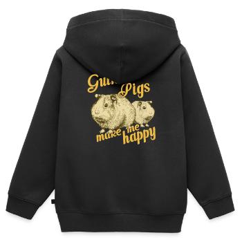 Cochon d'Inde - Sweat Premium à capuche zippé enfant bio - noir - Dos - AI Model Kid Male (0cm)