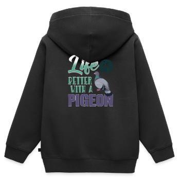 Colombe - Sweat Premium à capuche zippé enfant bio - noir - Dos - AI Model Kid Male (0cm)