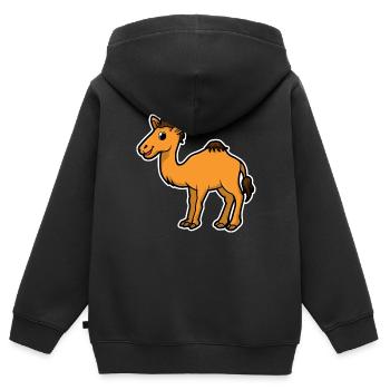 Kamel - Kinder Premium Organic Zip Hoodie - Schwarz - Hinten - AI Model Kid Male (0cm)
