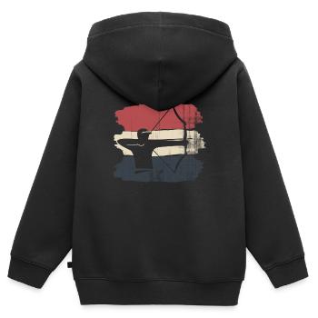 Bogenschießen - Kinder Premium Organic Zip Hoodie - Schwarz - Hinten - AI Model Kid Male (0cm)