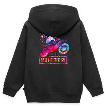 Motocross - Kinder Premium Organic Zip Hoodie - Schwarz - Hinten - AI Model Kid Male (0cm)