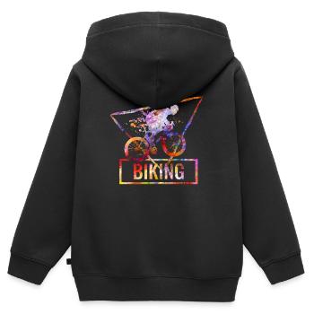 Radfahren - Kinder Premium Organic Zip Hoodie - Schwarz - Hinten - AI Model Kid Male (0cm)