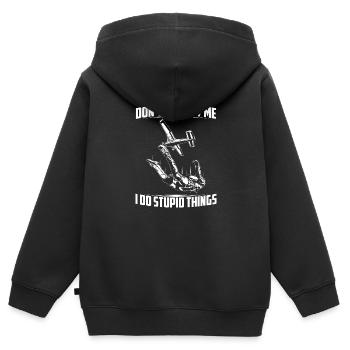 Skydiving | Parachute Skydiver Skydive Cadeaux - Sweat Premium à capuche zippé enfant bio - noir - Dos - AI Model Kid Male (0cm)