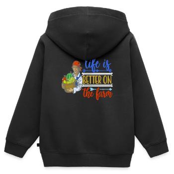 Farmer's farmer - Kids Premium Organic Zip-up Hoodie - black - Back - AI Model Kid Male (0cm)