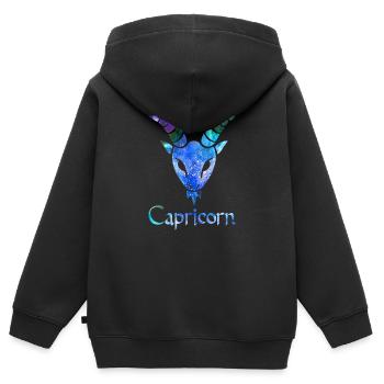 Capricorne - Sweat Premium à capuche zippé enfant bio - noir - Dos - AI Model Kid Male (0cm)