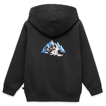 Sauvetage en montagne St. Bernard Chien de sauvetage - Sweat Premium à capuche zippé enfant bio - noir - Dos - AI Model Kid Male (0cm)