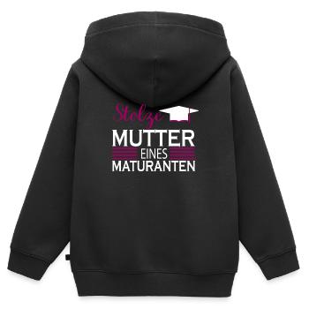Matura stolz Mutter Spruch Geschenk - Kinder Premium Organic Zip Hoodie - Schwarz - Hinten - AI Model Kid Male (0cm)