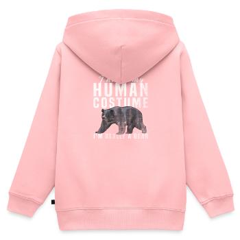 bear - Kids Premium Organic Zip-up Hoodie - rose - Back - AI Model Kid Female (0cm)