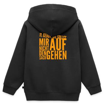 du sollst mich nicht nerven - Kinder Premium Organic Zip Hoodie - Schwarz - Hinten - AI Model Kid Male (0cm)