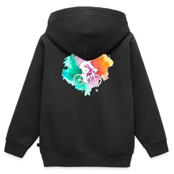 Vélo vélo vélo vélo vélo - Sweat Premium à capuche zippé enfant bio - noir - Dos - AI Model Kid Male (0cm)