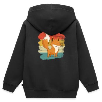Fuchs - Kinder Premium Organic Zip Hoodie - Schwarz - Hinten - AI Model Kid Male (0cm)