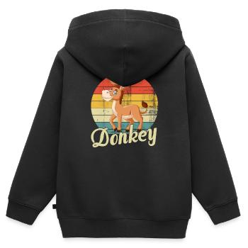 Esel - Kinder Premium Organic Zip Hoodie - Schwarz - Hinten - AI Model Kid Male (0cm)