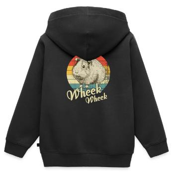 Cochon d'Inde - Sweat Premium à capuche zippé enfant bio - noir - Dos - AI Model Kid Male (0cm)